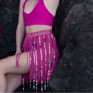 Pink Fringe Skirt